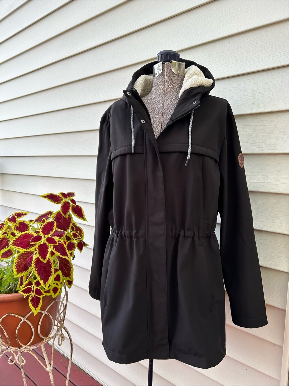 Free Country Black Hooded Utility Jacket with Sherpa Trim XXL NWOT